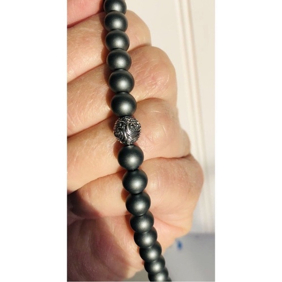 David Yurman Men's Spiritual Bead Bracelet w Matte Hematite & Silver Wave 8.5 in - Picture 5 of 10